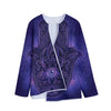 Purple Hamsa Hand Print Long Sleeve Short Coat