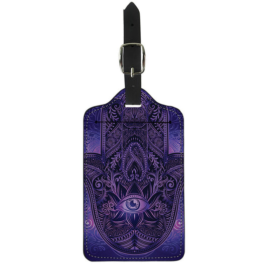 Purple Hamsa Hand Print Luggage Tag