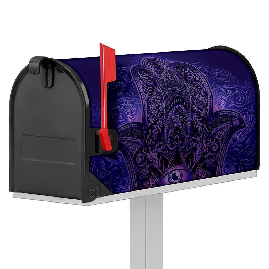 Purple Hamsa Hand Print Mailbox Cover