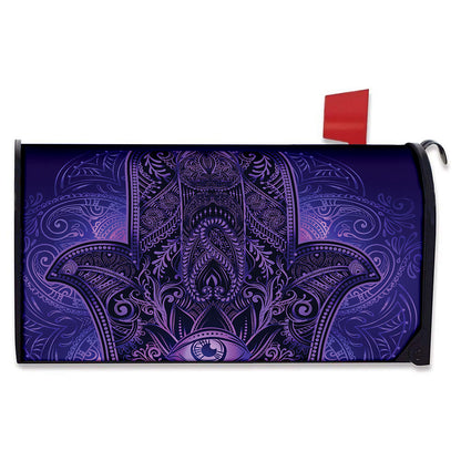Purple Hamsa Hand Print Mailbox Cover