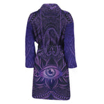 Purple Hamsa Hand Print Men's Bathrobe