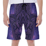 Purple Hamsa Hand Print Men's Beach Shorts