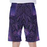 Purple Hamsa Hand Print Men's Beach Shorts