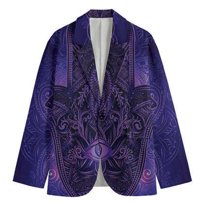 Purple Hamsa Hand Print Men's Blazer