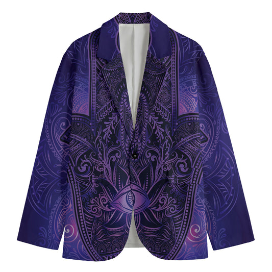 Purple Hamsa Hand Print Men's Blazer