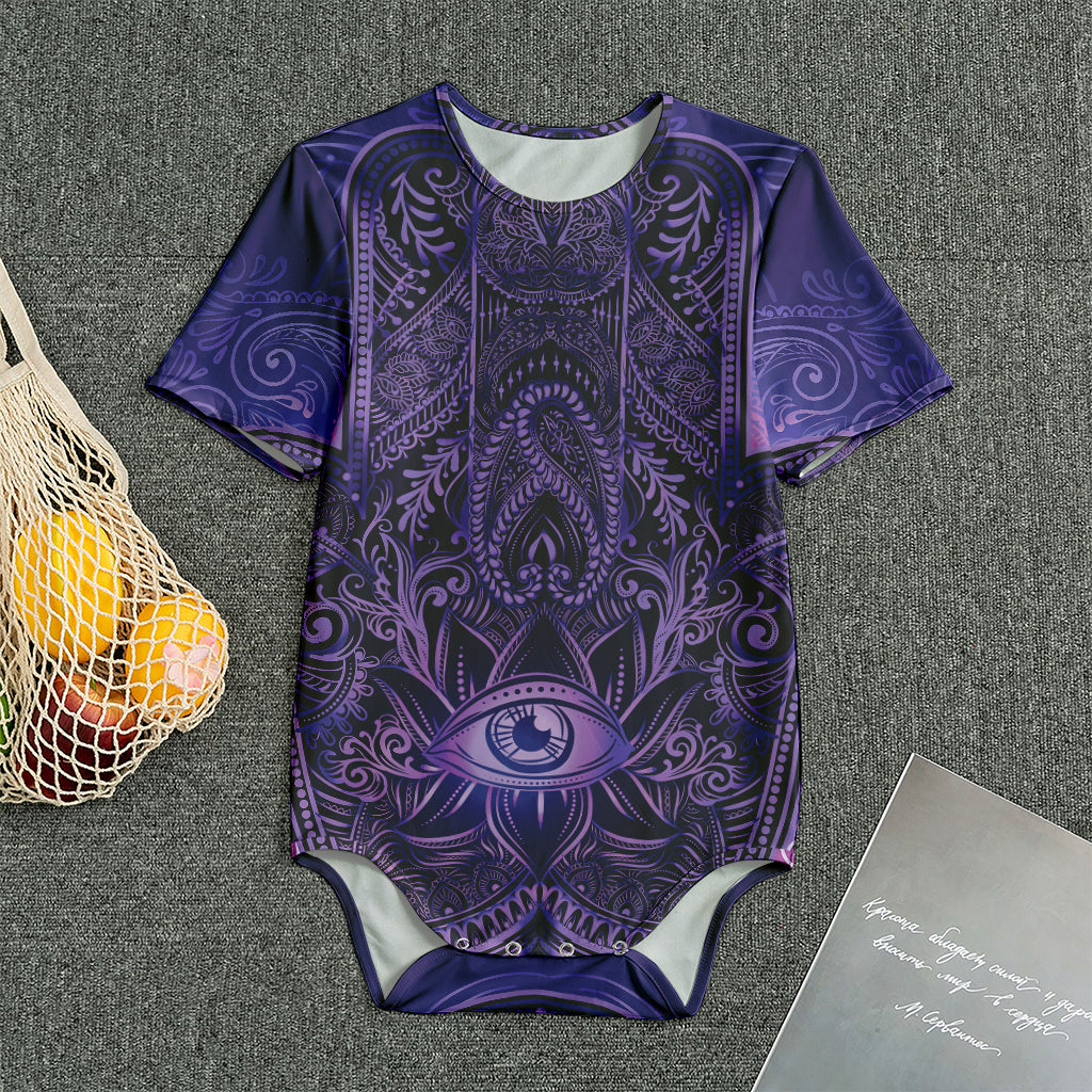Purple Hamsa Hand Print Men's Bodysuit