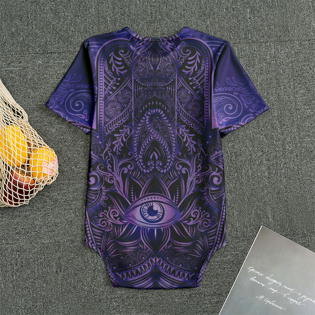Purple Hamsa Hand Print Men's Bodysuit
