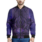 Purple Hamsa Hand Print Men's Bomber Jacket