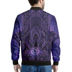 Purple Hamsa Hand Print Men's Bomber Jacket