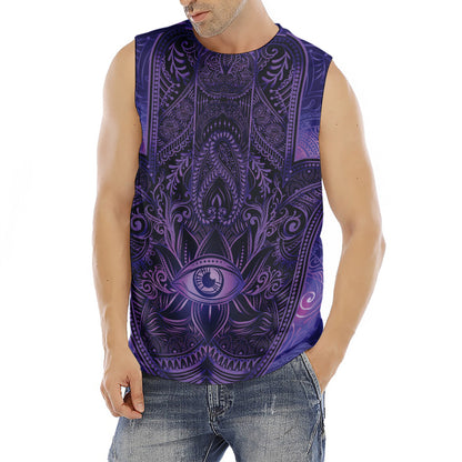 Purple Hamsa Hand Print Men's Fitness Tank Top
