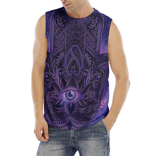 Purple Hamsa Hand Print Men's Fitness Tank Top
