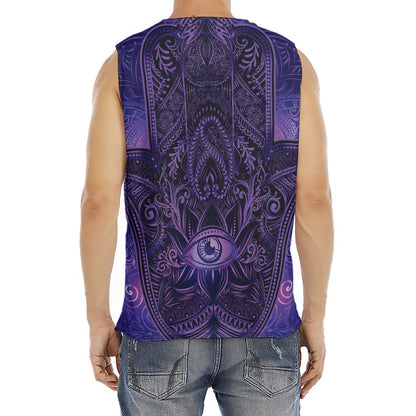 Purple Hamsa Hand Print Men's Fitness Tank Top