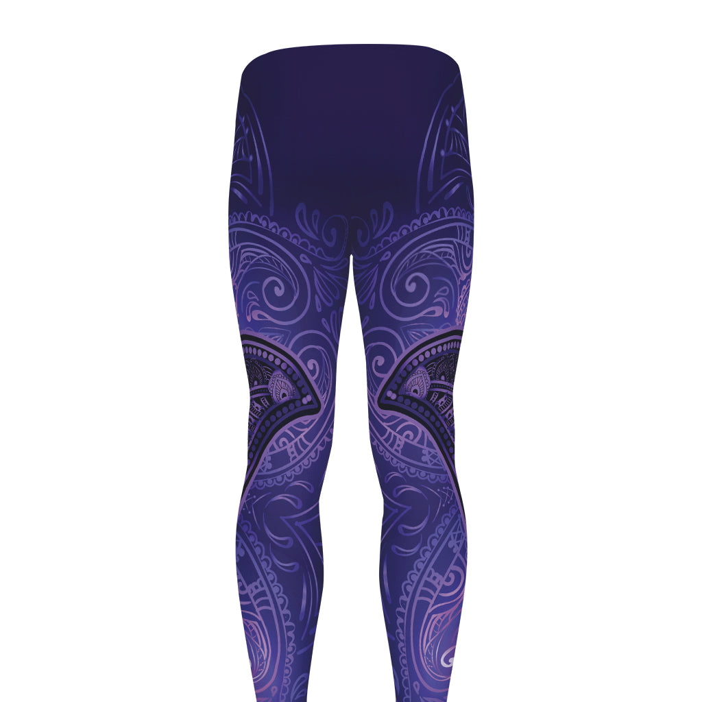 Purple Hamsa Hand Print Men's leggings