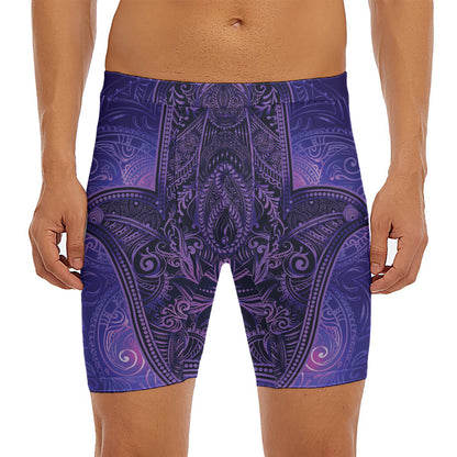 Purple Hamsa Hand Print Men's Long Boxer Briefs