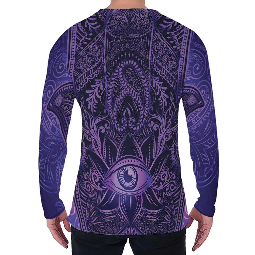 Purple Hamsa Hand Print Men's Long Sleeve T-Shirt