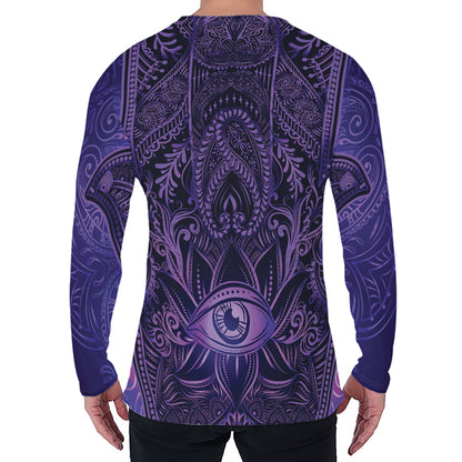 Purple Hamsa Hand Print Men's Long Sleeve T-Shirt