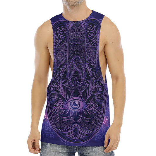 Purple Hamsa Hand Print Men's Muscle Tank Top
