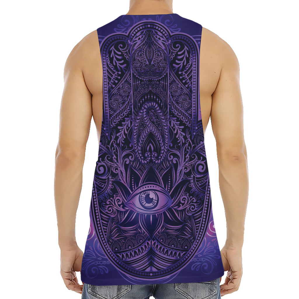 Purple Hamsa Hand Print Men's Muscle Tank Top