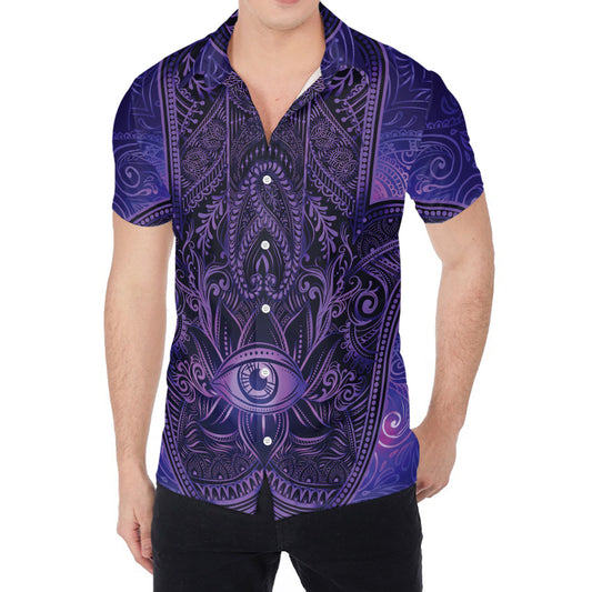 Purple Hamsa Hand Print Men's Shirt