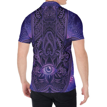 Purple Hamsa Hand Print Men's Shirt