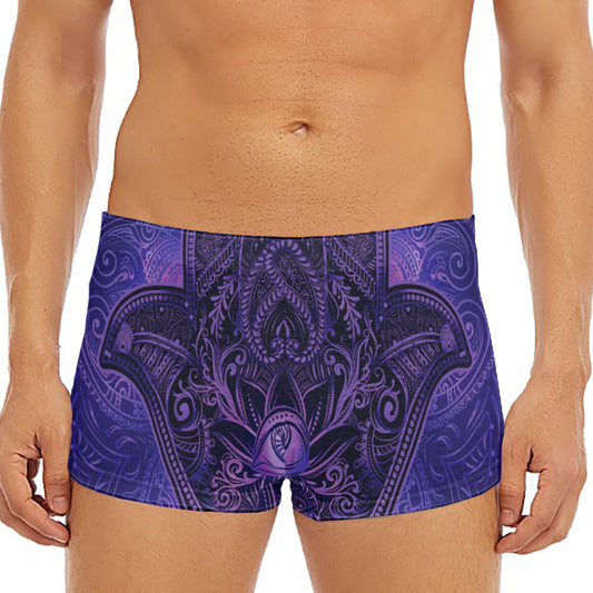 Purple Hamsa Hand Print Men's Short Boxer Briefs