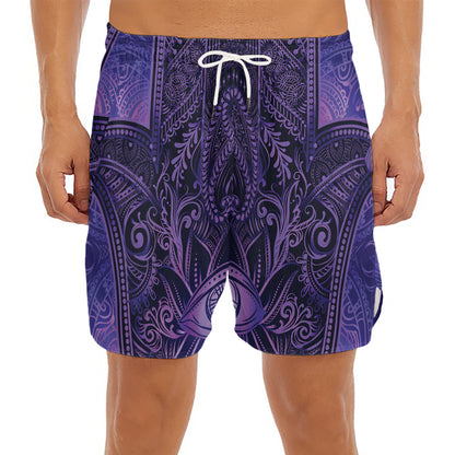Purple Hamsa Hand Print Men's Split Running Shorts