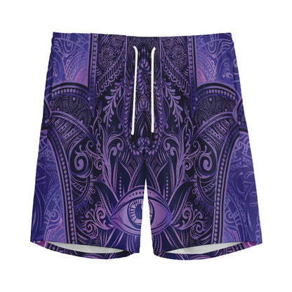 Purple Hamsa Hand Print Men's Sports Shorts