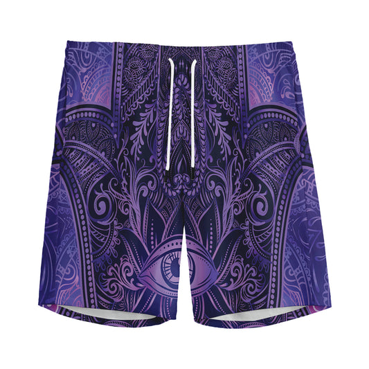 Purple Hamsa Hand Print Men's Sports Shorts