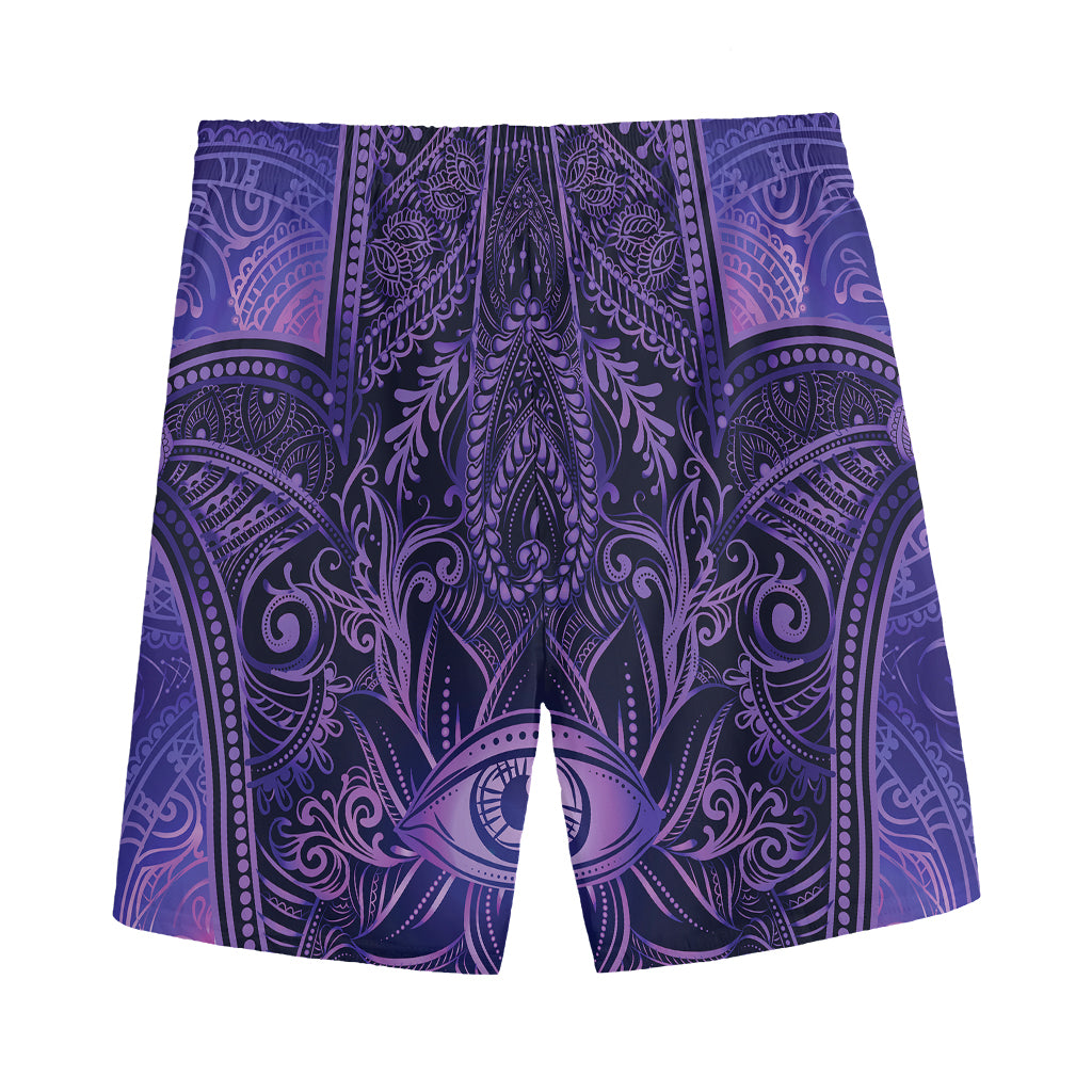 Purple Hamsa Hand Print Men's Sports Shorts