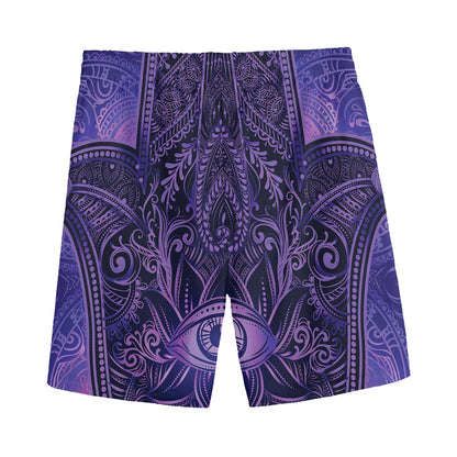 Purple Hamsa Hand Print Men's Sports Shorts