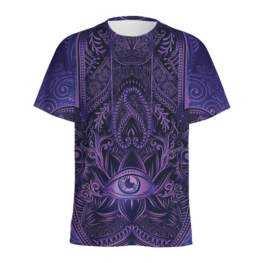 Purple Hamsa Hand Print Men's Sports T-Shirt