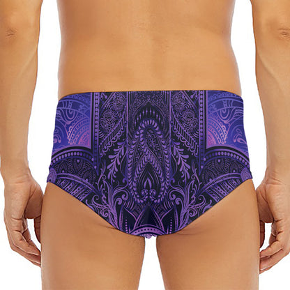 Purple Hamsa Hand Print Men's Triangle Swim Briefs