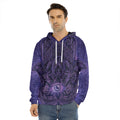 Purple Hamsa Hand Print Men's Velvet Pullover Hoodie