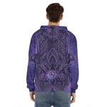 Purple Hamsa Hand Print Men's Velvet Pullover Hoodie