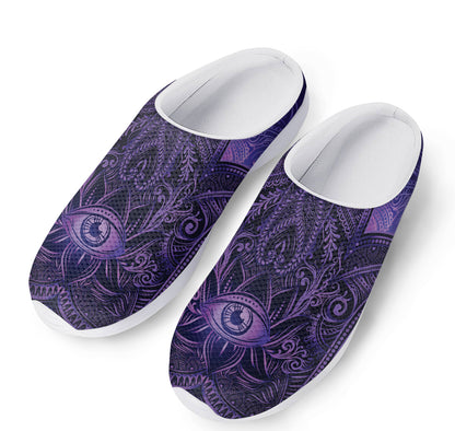 Purple Hamsa Hand Print Mesh Casual Shoes