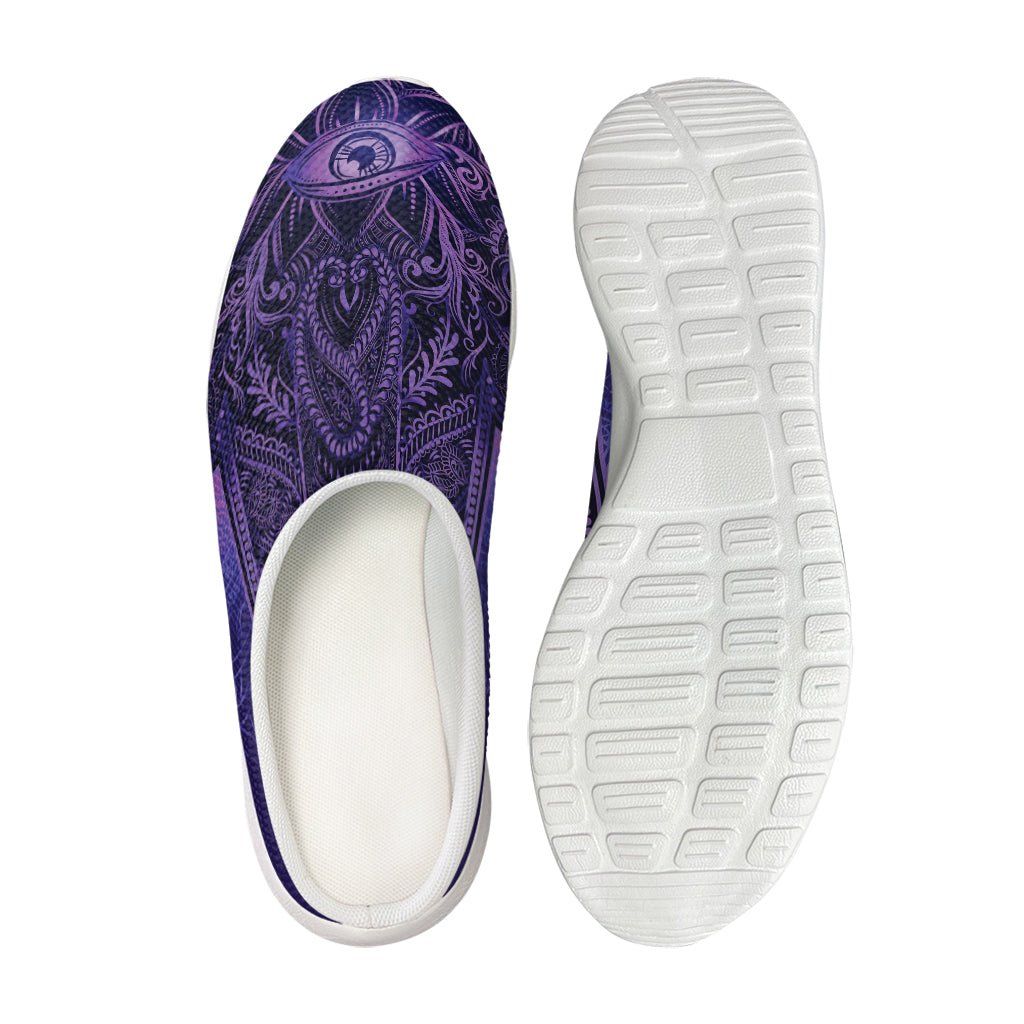 Purple Hamsa Hand Print Mesh Casual Shoes