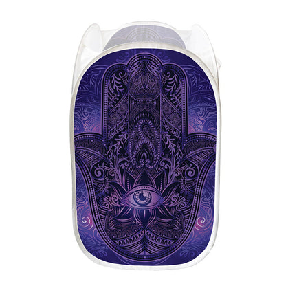 Purple Hamsa Hand Print Mesh Laundry Hamper