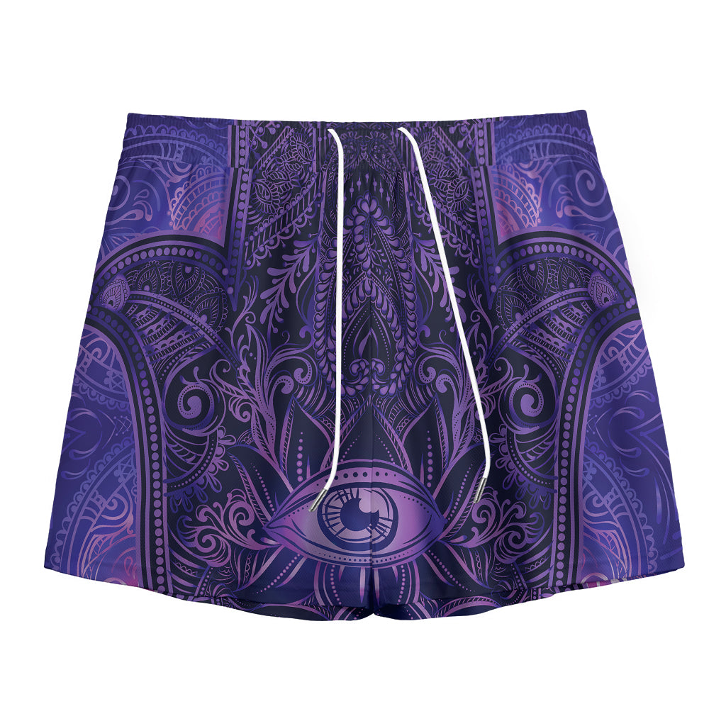 Purple Hamsa Hand Print Mesh Shorts