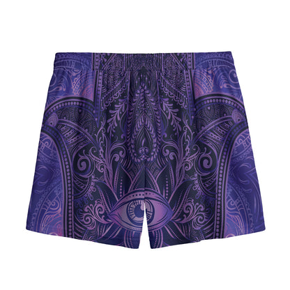 Purple Hamsa Hand Print Mesh Shorts
