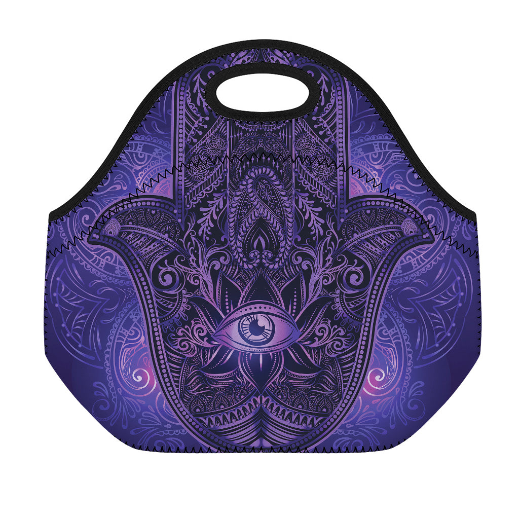 Purple Hamsa Hand Print Neoprene Lunch Bag