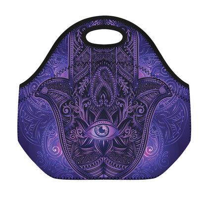 Purple Hamsa Hand Print Neoprene Lunch Bag