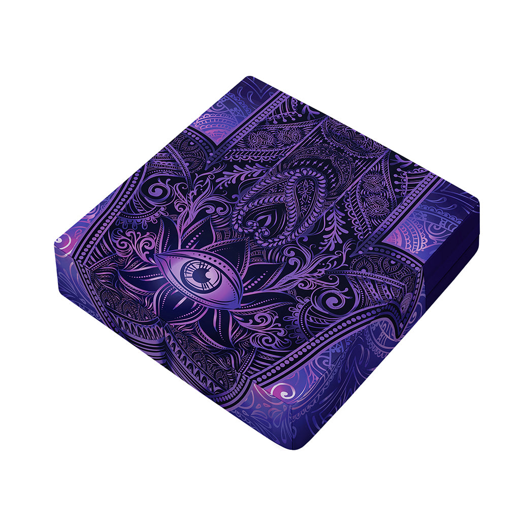 Purple Hamsa Hand Print Outdoor Seat Cushion Cover
