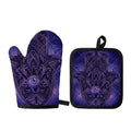 Purple Hamsa Hand Print Oven Mitt And Pot Holder Set