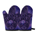 Purple Hamsa Hand Print Oven Mitts