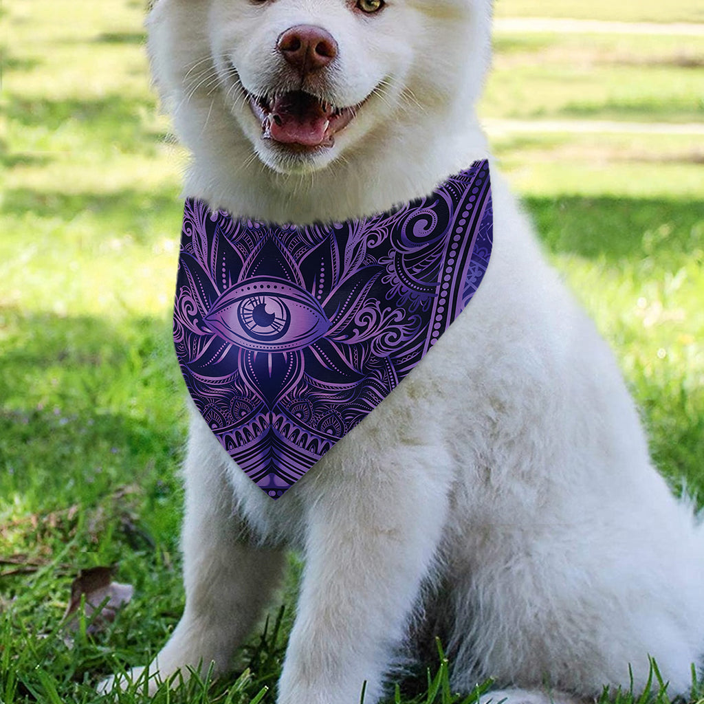 Purple Hamsa Hand Print Over The Collar Dog Bandana