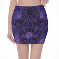 Purple Hamsa Hand Print Pencil Mini Skirt