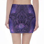 Purple Hamsa Hand Print Pencil Mini Skirt