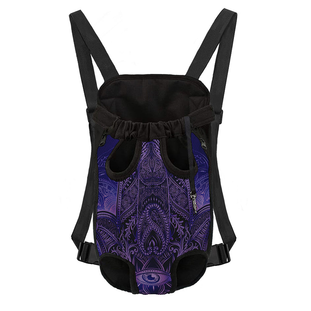 Purple Hamsa Hand Print Pet Carrier Backpack