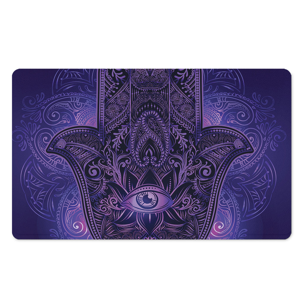 Purple Hamsa Hand Print Polyester Doormat