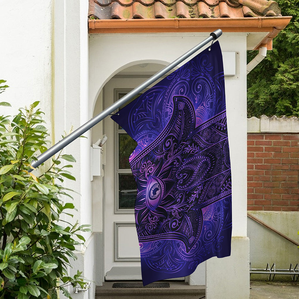 Purple Hamsa Hand Print Polyester Flag